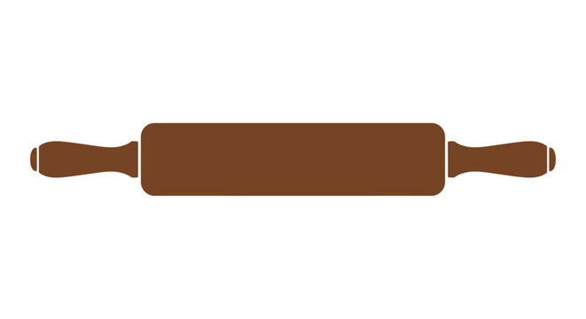 Brown wooden rolling pin on a white background flat vector illustration