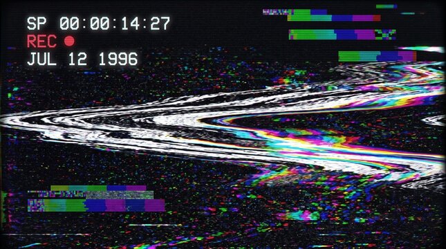 Distorted Analog Video Glitch Effect Overlay Featuring Retro VHS Noise And Digital Signal Interference For Cinematic Media Projects