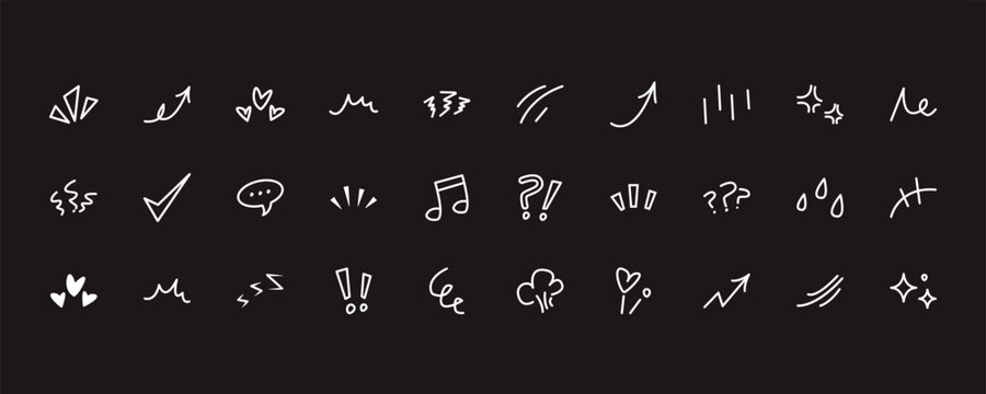 Hand Drawn Doodle Symbols and Decorative Icons Set