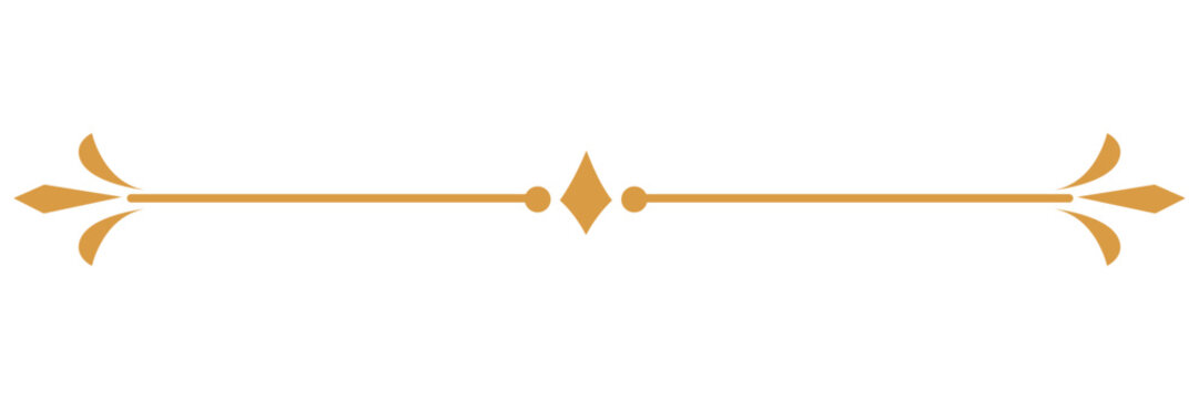 Elegant Golden Decorative Divider with Geometric Ornament, Sparkle Stars and Luxury Horizontal 
Border Vector