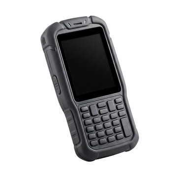 Black smartphone with physical keyboard isolated on transparent background