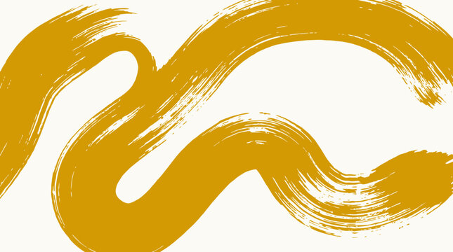 Abstract yellow brush stroke on white background, dynamic artistic wave design for creative projects