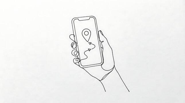 Mobile Phone With Digital Map and Location Marker