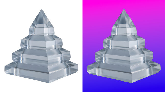 3D geometric pyramid structure metallic reflection
