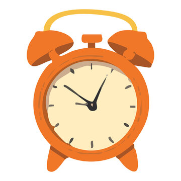 Vintage Alarm Clock Orange Flat Illustration