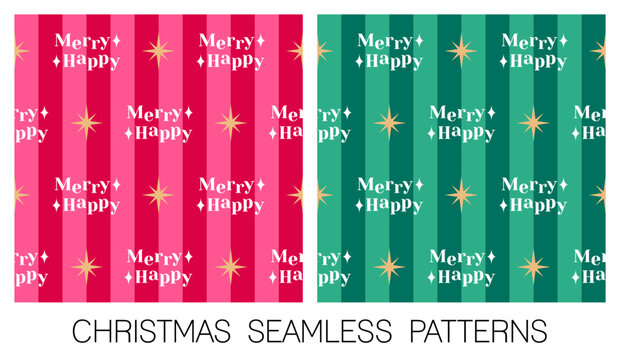Set of letters with red and green stripes pattern for Christmas and new year background.