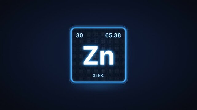 Zinc chemical element periodic table tile with atomic number 30