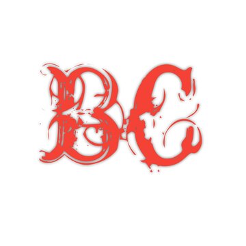 Stylish red decorative typography letters BC monogram design on white background