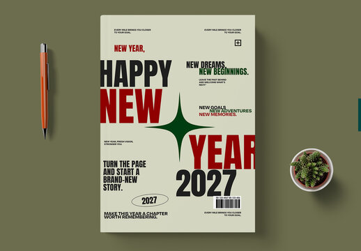 Modern Graphic Happy New Year 2027 Poster Template