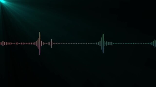 Sound waveform spectrum animation, audio visualizer lines isolated on black background, music equalizer rhythm bars frequency meter, podcast voice. Motion Graphic concept. animation