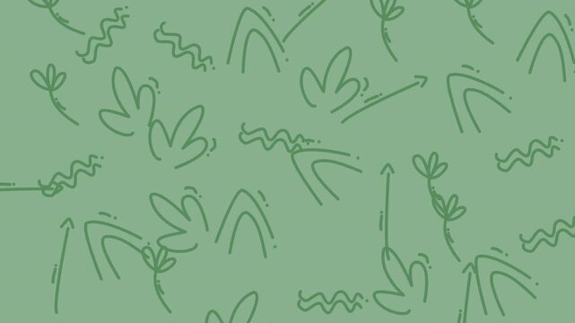 Seamless botanical doodle pattern for eco-friendly branding and design.