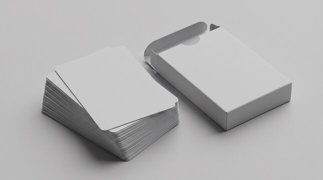Blank Playing Cards and Tuck Box Mockup Isolated on Gray Background
