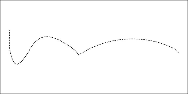 Abstract Hand-Drawn Dotted Line Collection. Dotted Spiral Curve Line. Hand Sketched Curly Border. Curly dotted line. Long dashed hand drawn squiggle.