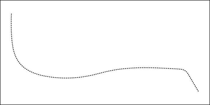 Abstract Hand-Drawn Dotted Line Collection. Dotted Spiral Curve Line. Hand Sketched Curly Border. Curly dotted line. Long dashed hand drawn squiggle.