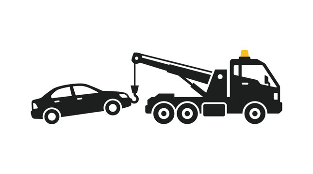 Tow truck towing broken car vector illustration graphic design
