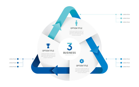 Triangular business infographic chart template for business, presentation with 3 parts and icon elements vector illustration.