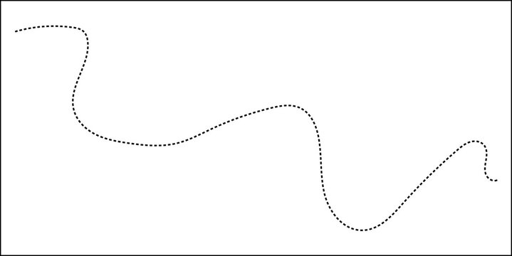 Abstract Hand-Drawn Dotted Line Collection. Dotted Spiral Curve Line. Hand Sketched Curly Border. Curly dotted line. Long dashed hand drawn squiggle.