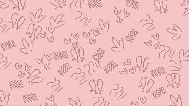 Seamless pattern with romantic heart doodles on a soft pink background.