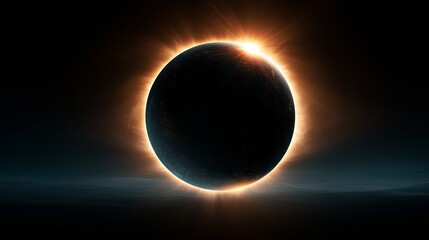 Naklejka premium Dramatic total solar eclipse exhibiting vibrant corona, highlighting celestial mechanics, for science and astronomical education
