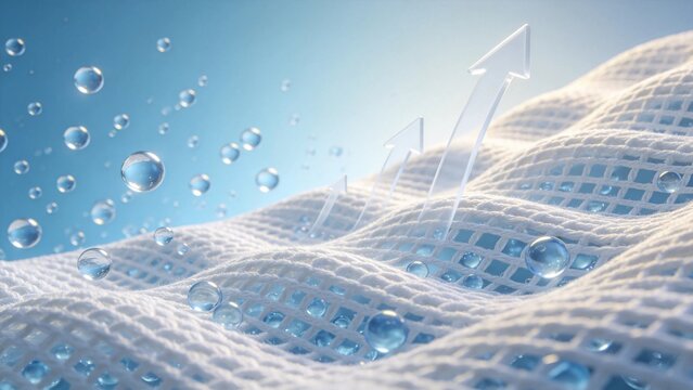 Breathable wavy 3D mesh fabric lets water vapor escape for long-lasting fresh dry comfort
