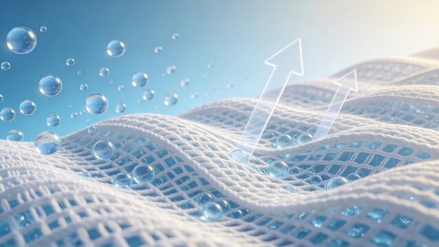 Breathable wavy 3D mesh fabric lets water vapor escape for long-lasting fresh dry comfort