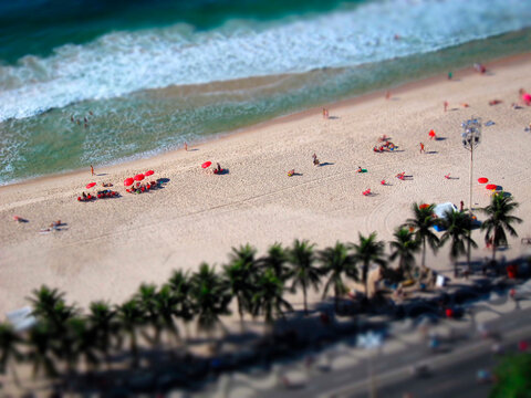 Sunny day at the beach with tilt shift effect