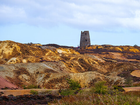 Parys Mountain copper mine windmill tower, Anglesey Wales