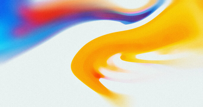 Abstract fluid paint, blue orange yellow, modern vibrant background