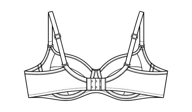 Underwire Bra Line Art Black Vector Fashion Illustration
