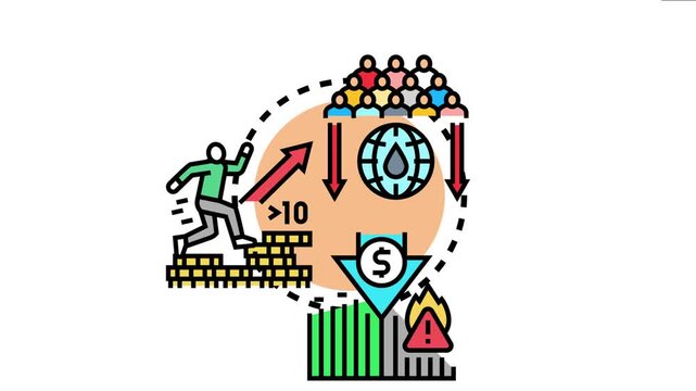 Market oversaturation concept illustrated by surging competition. Increasing product or service availability. And a corresponding decrease in demand