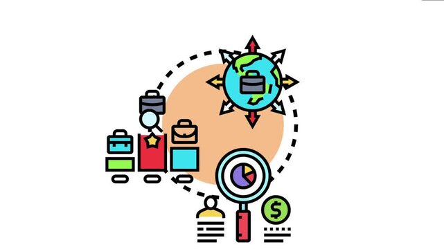 Business concept of market differentiation showing global opportunities, diverse offerings, analyzing competition, and creating distinctive value for customers
