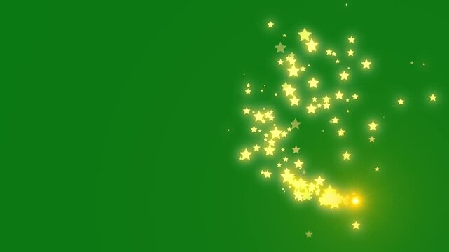 Retro twinkle star glitter line with glowing fairy dust sparkling white particles magical doodle stars shiny swirl trail seamless transition overlay green screen background 4k video