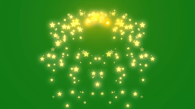 Glowing magical glitter star trail with sparkling white particles fairy dust path twinkling stars shiny doodle effects smooth sparkle transition animation green background 4k video