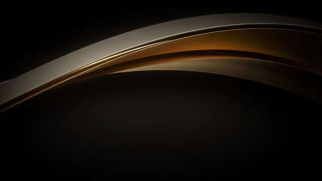 Abstract gold and silver wave on dark background