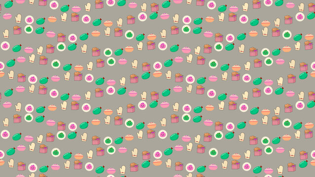 Cute cartoon baking and food pattern