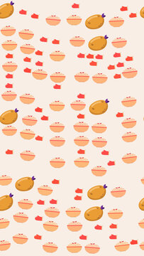 Pattern of Rice Bowls, Potatoes, and Oven Mitts