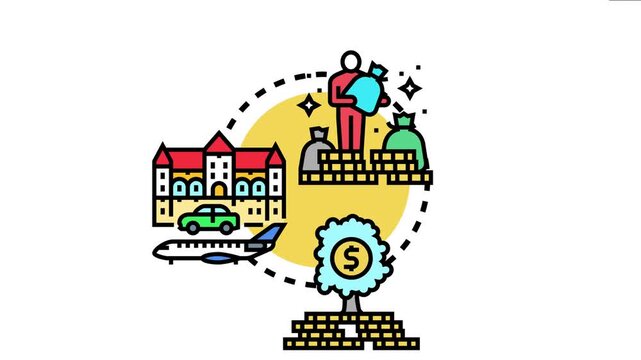 Concept depicts building wealth from natural resources, acquiring tangible assets, investing in a green economy, and achieving financial prosperity and sustainable growth