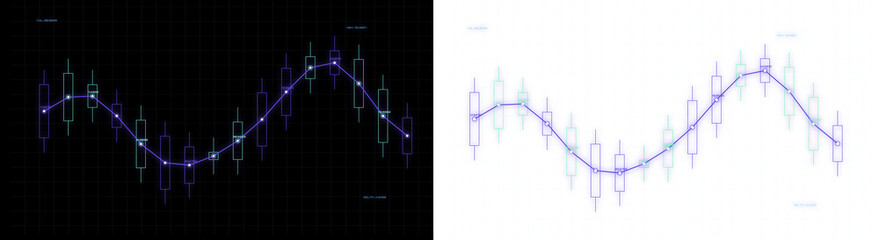 Fototapeta premium Financial candlestick chart showing market trend analysis isolated on transparent background