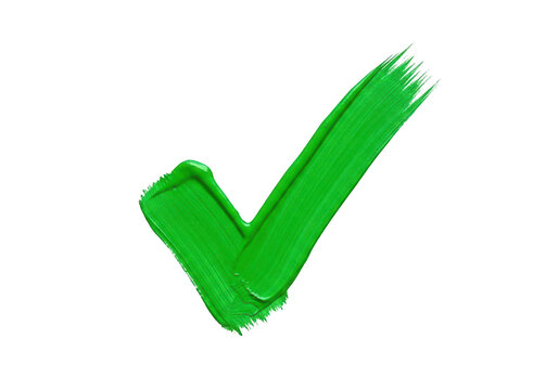Green check mark painted with a brush stroke