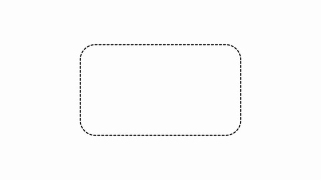 Cyan dashed rounded rectangle provides a clean, modern framing element set against a solid white background.