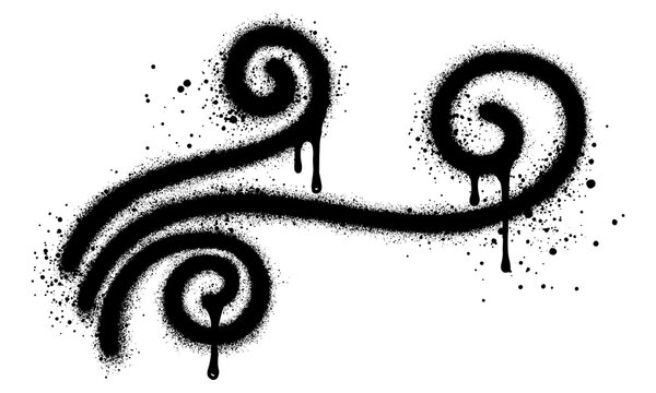 Wind graffiti with black spray paint for concept design.