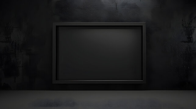 Empty rectangular frame mounted on dark textured wall with wallmountingframe texturedwall walldisplay minimalist monochrome borderless with displaying, emptyframe, wallpaper