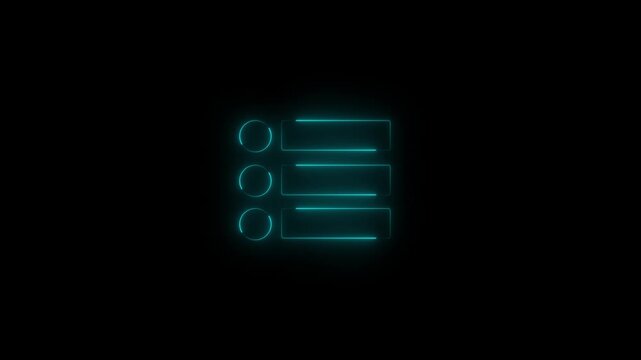 A neon glowing bullet list graphic pulsates with an ethereal cyan light against a dark, minimalist background.