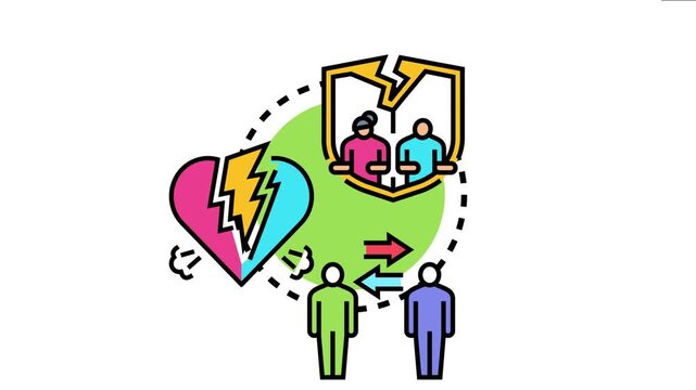 Mutual trust concept people struggling with broken relationships, a fractured heart, and communication difficulties, symbolizing betrayal and discord
