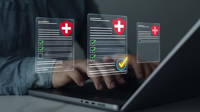 Medical history check database with patient records and digital healthcare documents, secure medical data management system for hospital information, clinical archive and electronic patient history.	
