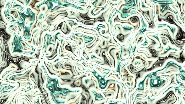 Abstract liquid marble texture animation, turquoise fluid motion background, organic wave pattern loop for design