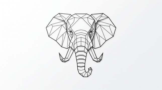 Geometric Low Poly Elephant Head Line Art