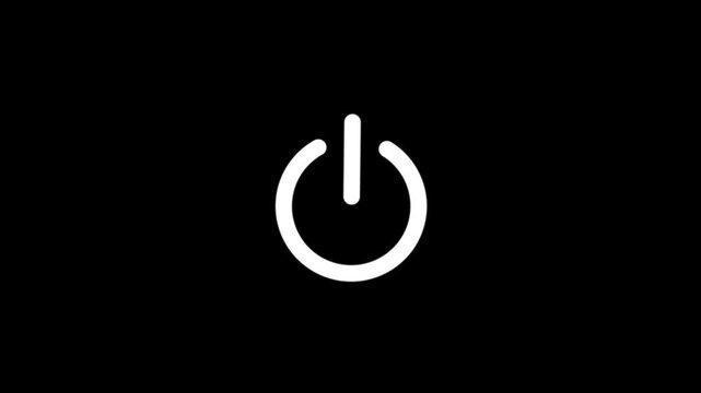 Power button icon isolated on black background for start or shut down control minimalist style. power reset button sign animation.