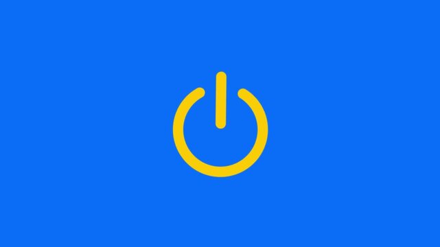 Power button icon isolated on blue background for start or shut down control minimalist style. power reset button sign animation.