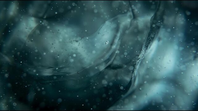 Film production materials are visualized as an abstract macro field of translucent smoky-cyan